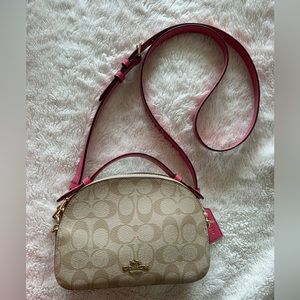 Coach Handbag Signature coated canvas and smooth leather
